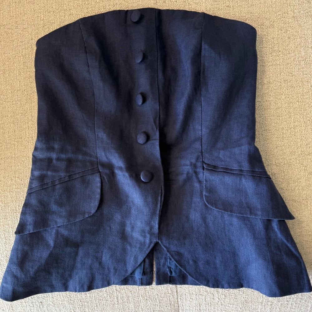 Stellah Midnight Blue Strapless Blouse